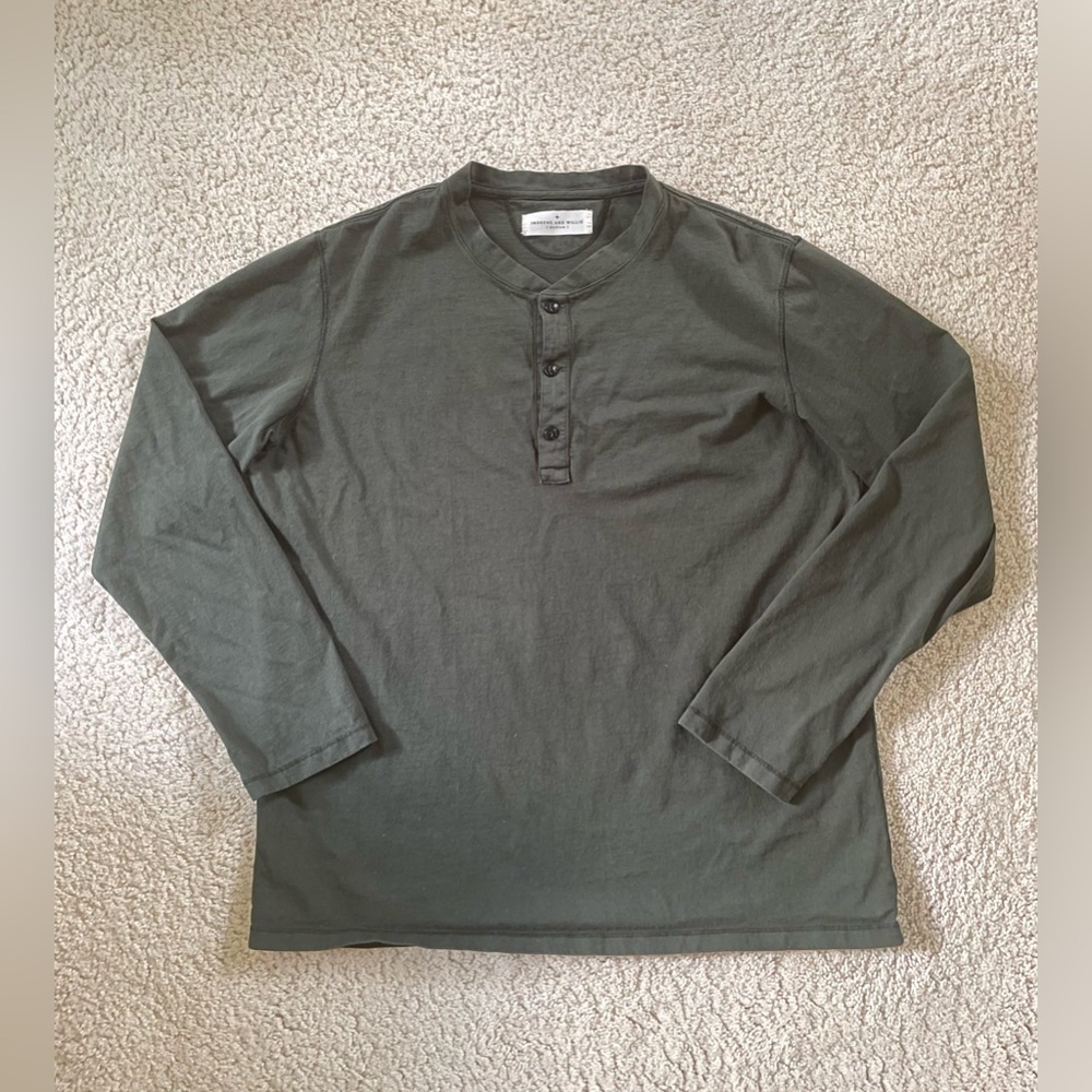 Imogene and Willie (I+W) Knit Cotton Henley in Moss SMALL